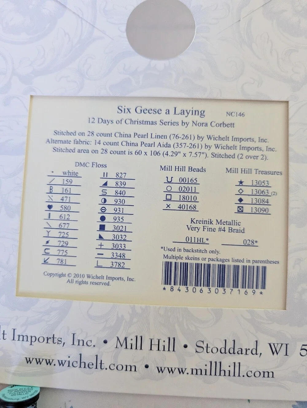 Mirabilia Nora Corbett 12 Days of Christmas Six Geese a Laying Cross Stitch Kit